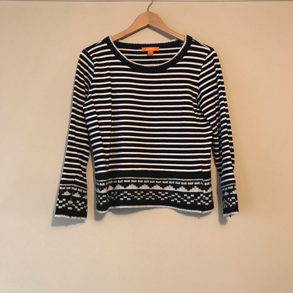 Cozy black and white striped sweater Joe Fresh